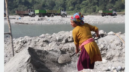 त्रिशूलीको किनारमा बालुवा चाल्नेहरू…