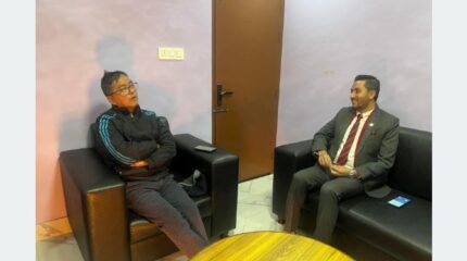 सञ्चारमन्त्री खरेल र राप्रपा अध्यक्ष लिङ्देनबीच भेटवार्ता